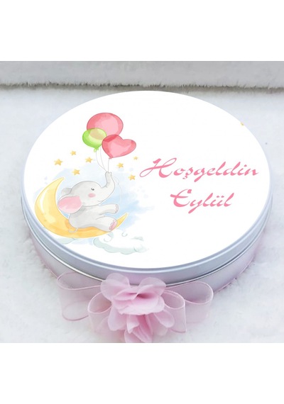 Ayda Fil Baskılı Metal Kutuda Bebek Çikolatası Uv Baskılı Madlen