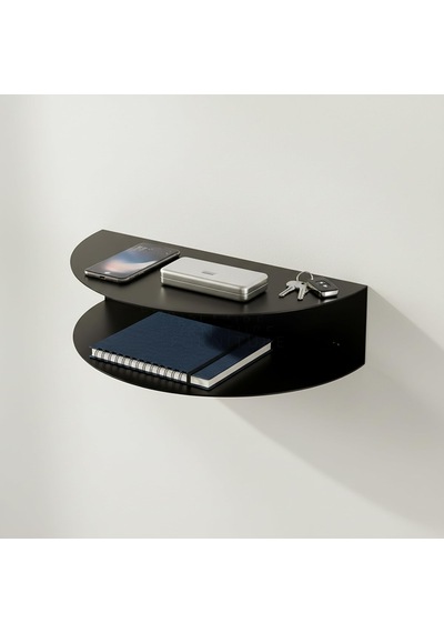 Metal Duvar Rafı Anahtarlık Telefonluk Antre Koridor Dekoratif Organizer Oval Raf 35x12x12 Cm Yeşil