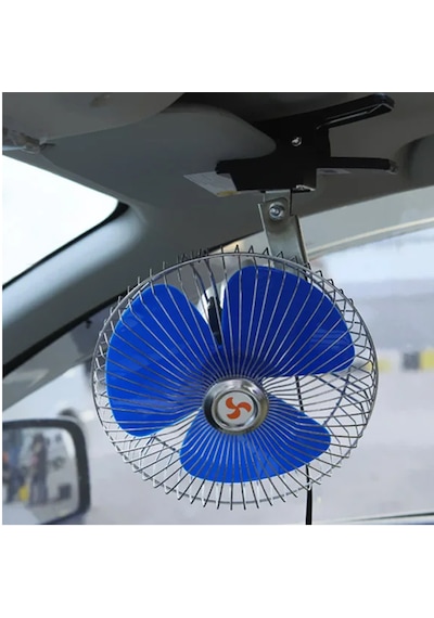 Araç İçi Fan Oto Vantilatör 12 Volt Mandallı 10 İnç 12V