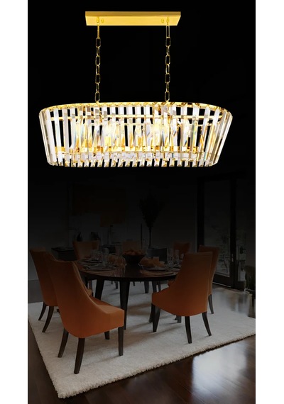 Serenne Yemek Masası Taşlı Avize 3198-w75-2q-kz Gold