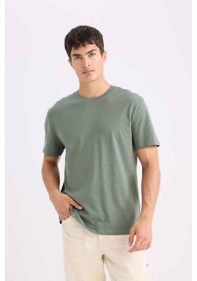 DeFacto %100 Pamuk New Regular Fit Bisiklet Yaka Basic Düz Kısa Kollu Tişört V7699AZ25SPGN470