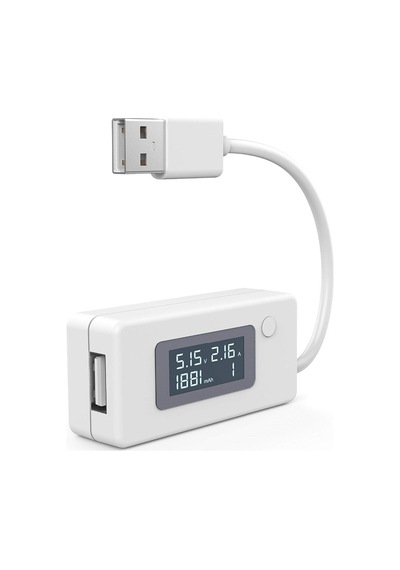Beyaz Cep Telefonu Şarj Test Kontrol Cihazı Pil Durumu Kapasite Akımı Usb Çıkışı Ölçüm