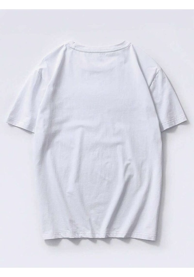 T-shirt - Beach Baskılı Oversize Bisiklet Yaka Kısa Kol Tişört Beyaz