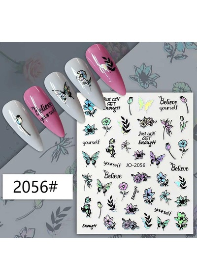 Adanil Hologram Yaprak Çiçek Haşhaş Sticker J0-2056