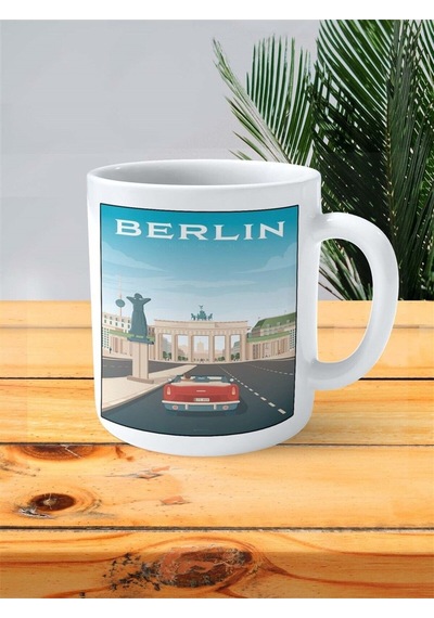 Berlin Baskılı Kupa Bardak Kişiye Özel Desen Çok Renkli