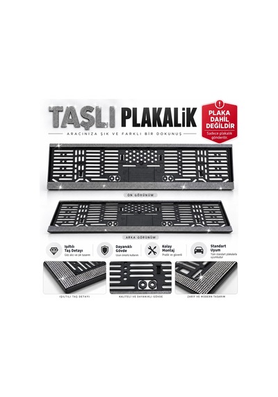 Taşlı Plakalık Universal Klipsli 2 Adet
