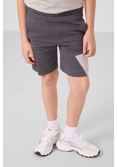 Taş-antrasit Pamuklu Oversize Fit Dokuma Hafif Esnek Chino Erkek Çocuk Şort Takım - 11275 Taş