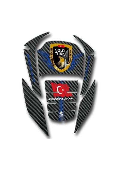 Hades Honda Forza Uyumlu Tank Pad Seti Solotürk Desen Depo Koruma Siyah