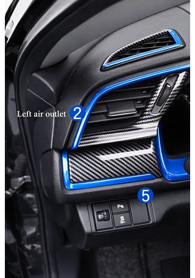 Honda Civic 2016-2021 İçin 10. Nesil Panel Karbon Kaplama 11 Parça Mavi Detaylar