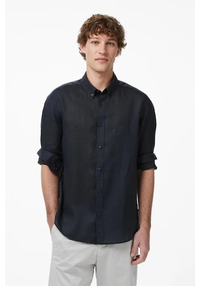 Nautica Erkek Siyah Regular Fit Keten Gömlek-15329