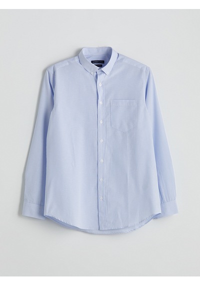 Lcwaıkıkı Classic Mavi Regular Fit Uzun Kollu Çizgili Poplin Erkek Gömlek