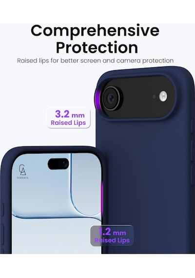 Apple Uyumlu iPhone 17 Air Içi Kadife Lansman Kılıf Ve 5d Tam Kaplayan Cam Ekran Koruyucu Lacivert