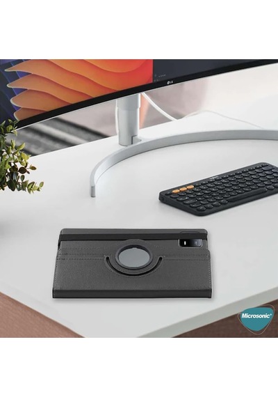 Xiaomi Pad 6 İçin Kılıf 360 Rotating Stand Deri Kırmızı Pad 6 İle Uyumlu Kılıf - Kırmızı
