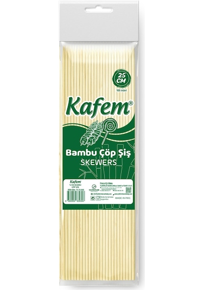 Kafem Bambu Çöp Şiş 25 CM 100 Lü x 200 Paket (Koli) Kafem Bambu Çöp Şiş 25 CM 100 Lü x 200 Paket (Koli)