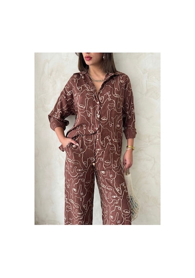 Verymoda Nakışlı Gömlek - F1899 Kahve