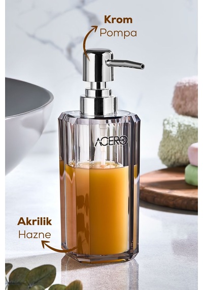 Vienev Akrilik Sıvı Sabunluk 225 Ml Şeffaf Antrasit 1991 Antrasit