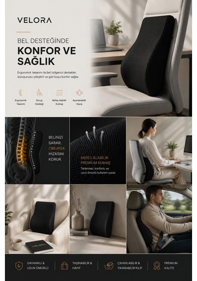 Premium Bel Desteği Ergonomik Oturma Yastığı, Ofis Ve Araç Koltuğu Uyumlu - 887005272