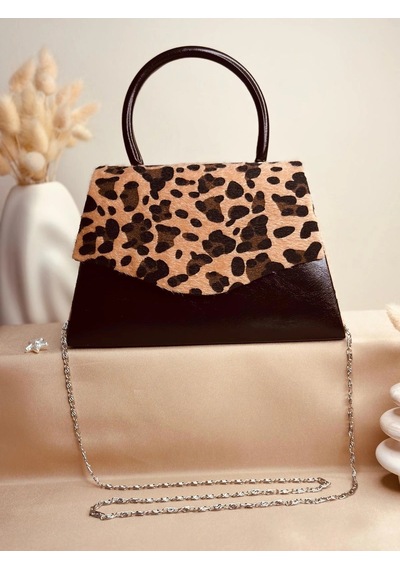 Elora Atelier Elora Leopar Desenli Koyu Kahve Çanta Çok Renkli
