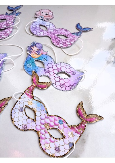 9 Adet Denizkızı Mermaid Konsept Kağıt Parti Maskesi Denizkızı Doğum Günü Süsü