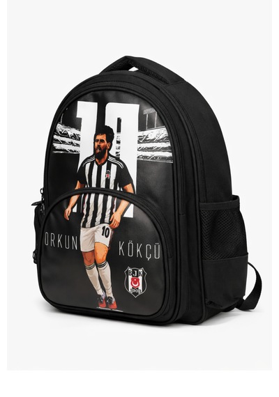 Beşiktaş Lisanslı Orkun Kökçü Okul Çantası - Üç Bölmeli Su İtici Kumaşlı Sırt Çantası Siyah - Beyaz