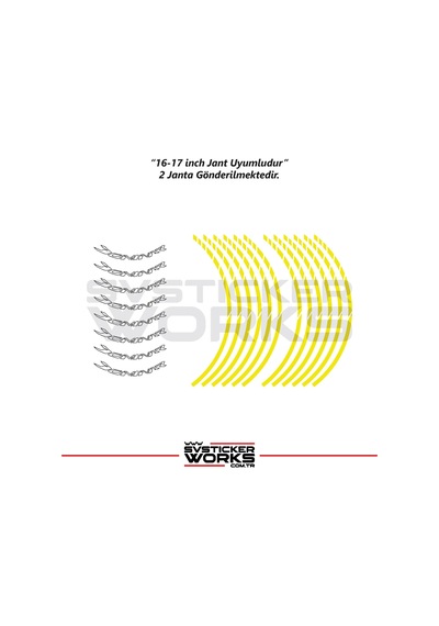 Bajaj Dominar Jant Sticker Dış Ve İç Set Sticker Jant Şeridi Sarı