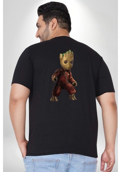 Angemiel Bebek Groot Guardians Galaxy Büyük Beden Siyah Tişört Kadın Erkek Ünisex Sırt Baskılı Siyah