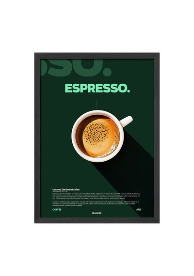 Espresso Kahve Siyah Ahşap Çerçeveli Poster, Dekoratif Duvar Tablosu