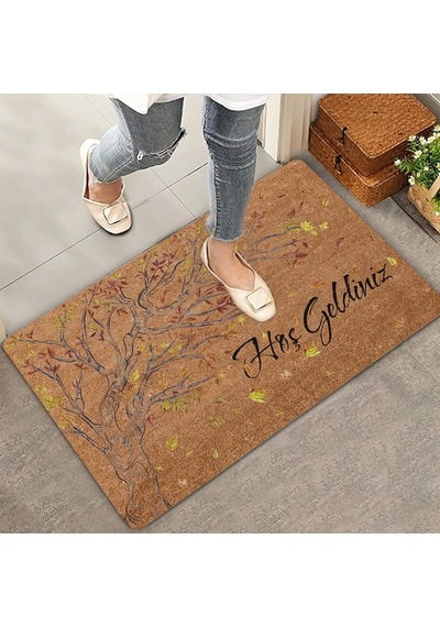 Valerine Life Yaprak Dökümü Ağaç Temalı Hoş Geldiniz Kapı Önü Paspası 45x70cm