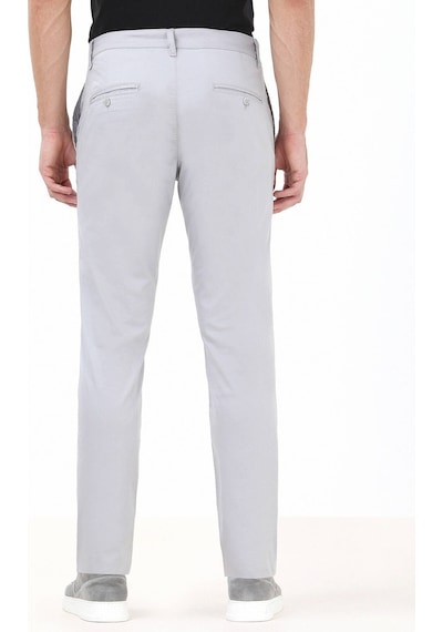 Kip Açık Gri Düz Dokuma Slim Fit Casual Pamuk Karışımlı Pantolon 001