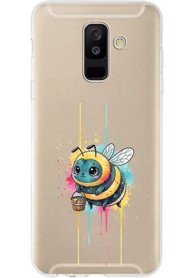 Samsung Galaxy A6 Plus 2018 İle Uyumlu Splash Arı Tasarımlı Şeffaf Silikon Kılıf Şeffaf
