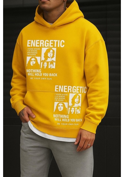 Energetıc Baskılı Sweatshırt Sari