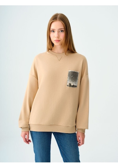 LOFT Oversize Kadın Sweatshirt Bej