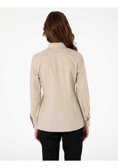 Pierre Cardin Kadın Kum Gömlek Desenli 50313589-vr085 Kum