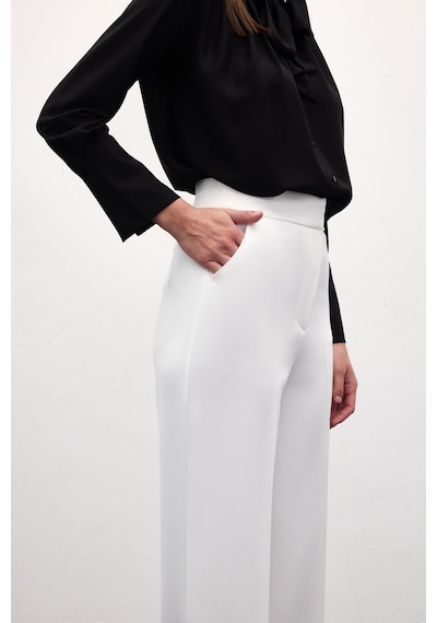 Sateen Sofia Palazzo Pantolon - Ekru-137036 Ekru