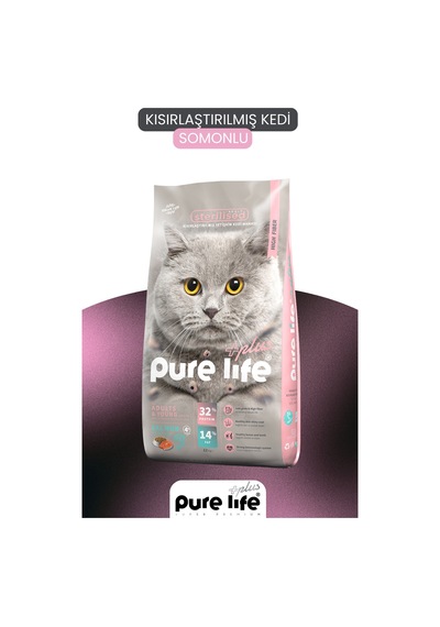 Pure Life Plus Somonlu Kısır Kedi Maması 12 KG