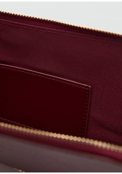 Mango Mini Boncuklu Pochette Şık Clutch Çanta Bordo - Kırmızı
