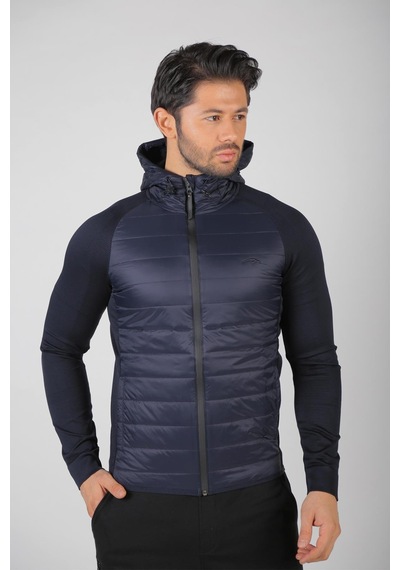 Maraton Sportswear Slimfit Erkek Kapşonlu Uzun Kol Basic Lacivert Ceket 17425 Lacivert
