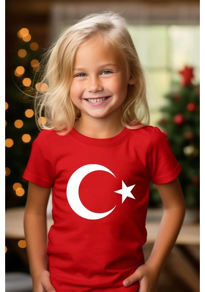 Dode Flora Çocuk Ay Yıldız Hilal Baskılı Tişört Beyaz