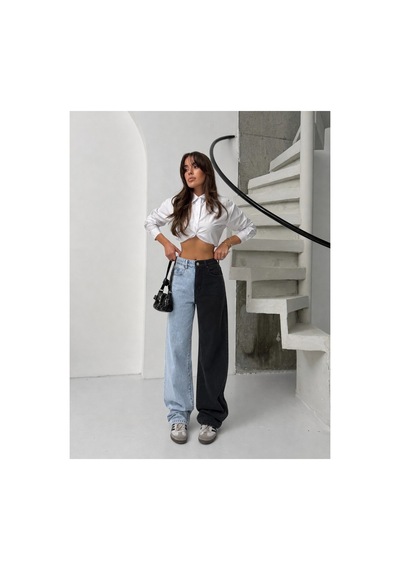 Bluemarlin Çift Renkli Bol Paça Denim/kot Pantolon Çok Renkli