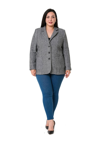 Disentis Büyük Beden Cepli Balıksırtı Blazer Astarlı Ekru Ceket-ekru Ekru