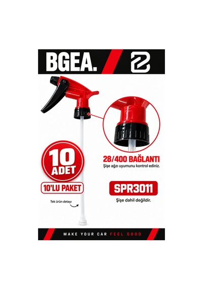 Bgea Trigger Sprey Başlığı Kırmızı Siyah 28/400 10'lu