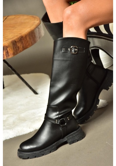 Fox Shoes R518296309 Siyah Fermuarlı Kadın Çizme Siyah