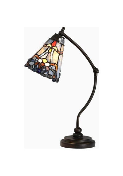 Home London Breeze L30688 El Yapımı Tiffany Vitray Ayarlanabilir Kollu Masa Lambası Baroque Blue