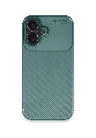 Apple Uyumlu  iPhone 16 Plus Kılıf Auto Focus Karbon Kapak Koyu Yeşil