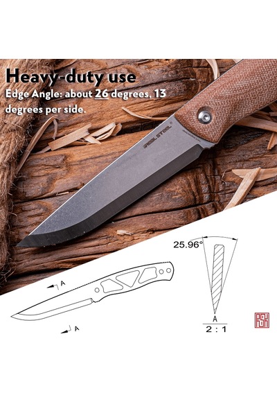 Real Steel Pathfinder Mikarta Sap 14c28n Çelik Kamp Bıçağı 3851b Kum