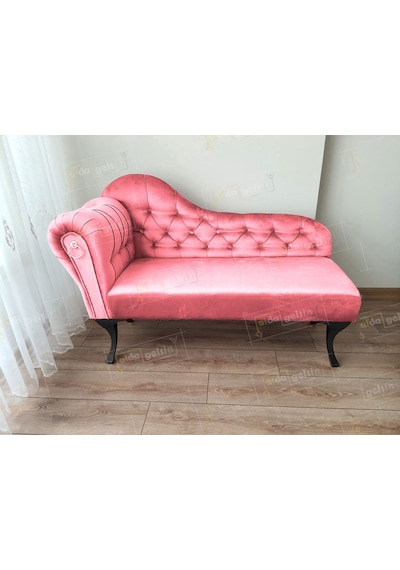 Dekoratif Bihter Koltuk Josefin Puf 110 Cm Siyahayak Pembe