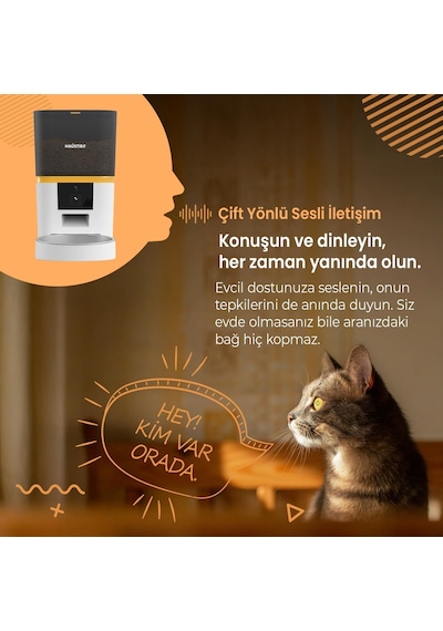 Qwf Kameralı Akıllı Beslenme İstasyonu, Qq005 Kameralı Akıllı Kedi Mama Kabı & Wf007l Kedi Su Sebili, İkisi Bir Arada Avantaj Set