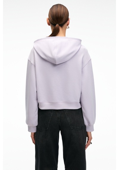 Grimelange ISADORA Kadın Kapüşonlu Nakış Detaylı Regular Fit Crop Lila Sweatshirt
