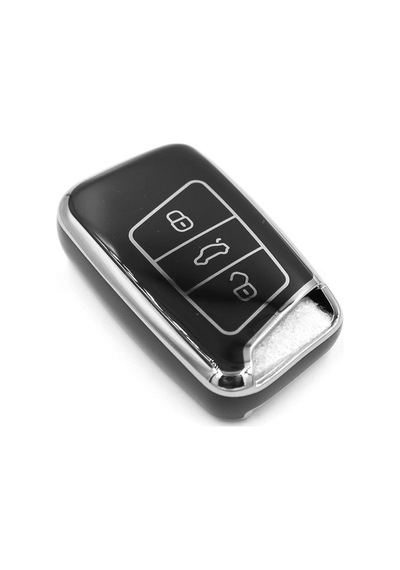 Volkswagen Arteon Passat Smart Nano Anahtar Koruma Kılıfı Siyah Renk Gümüş Kenar