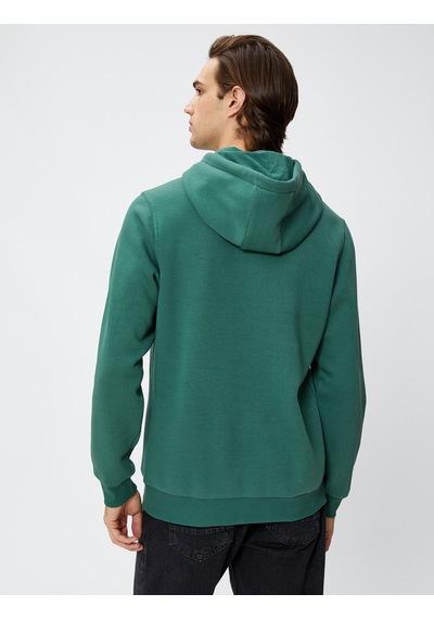Koton Basic Kapşonlu Sweat Uzun Kollu Şardonlu Yeşil 4wam70023mk Yeşil